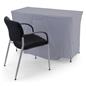 Grey convertible table cover with custom printing and up to 6 foot coverage