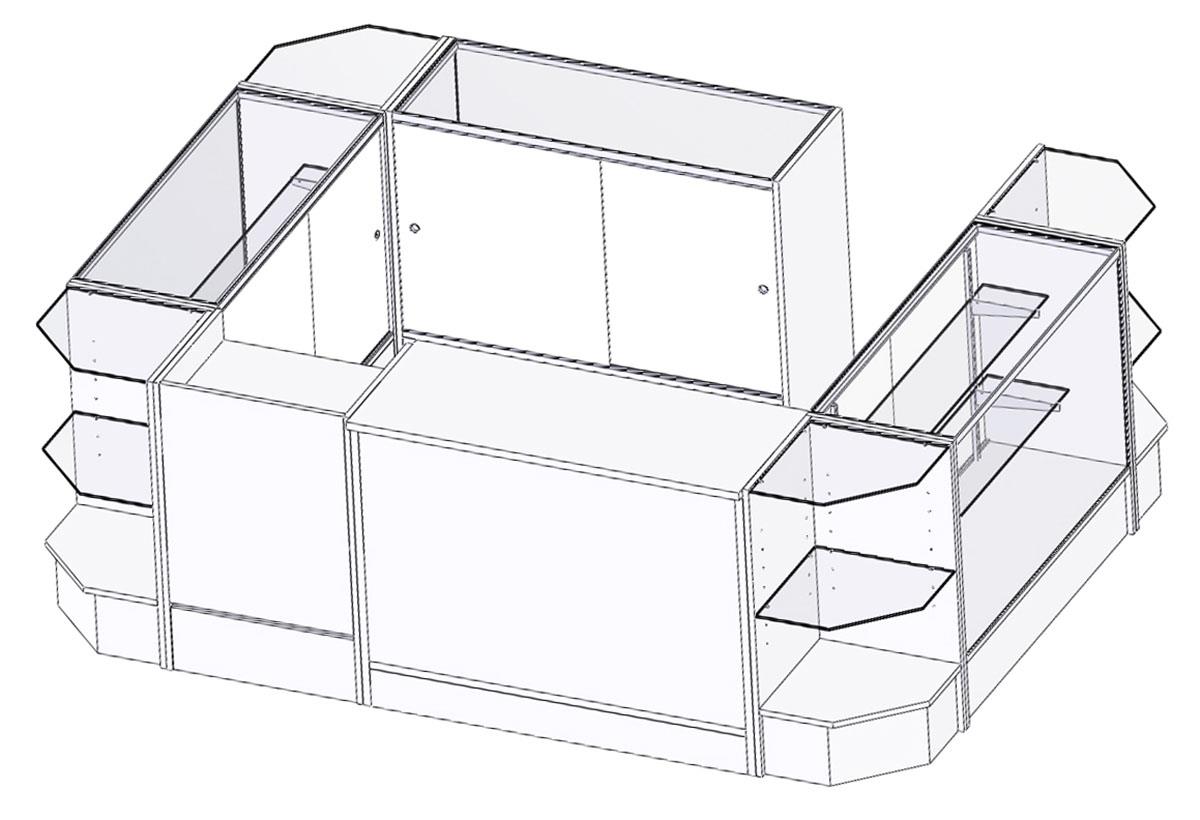 White Store Counter Wrap 7 Piece Retail Setup