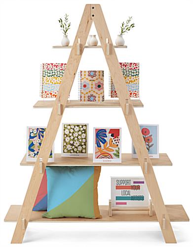 A-frame shelf made with lightweight wood laminate