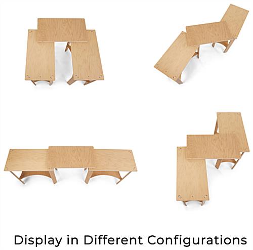 Collapsible wooden display tables with eco-friendly poplar wood construction 