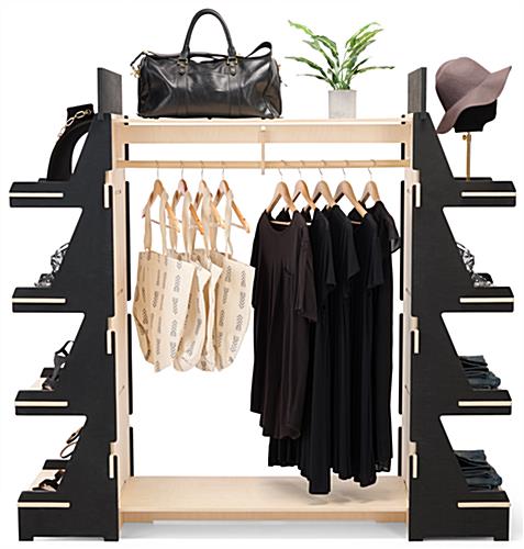 Clothing rack with shelves with overall weight of 50 pounds