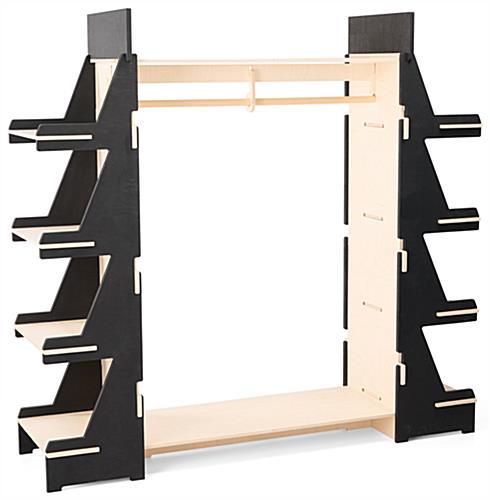 Clothing rack with shelves with clothing rack and side shelving