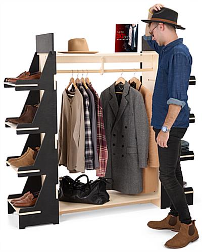 Clothing rack with shelves with 52 inch garment bar length 