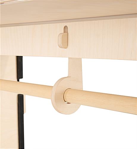 Clothing rack with shelves with no tool assembly