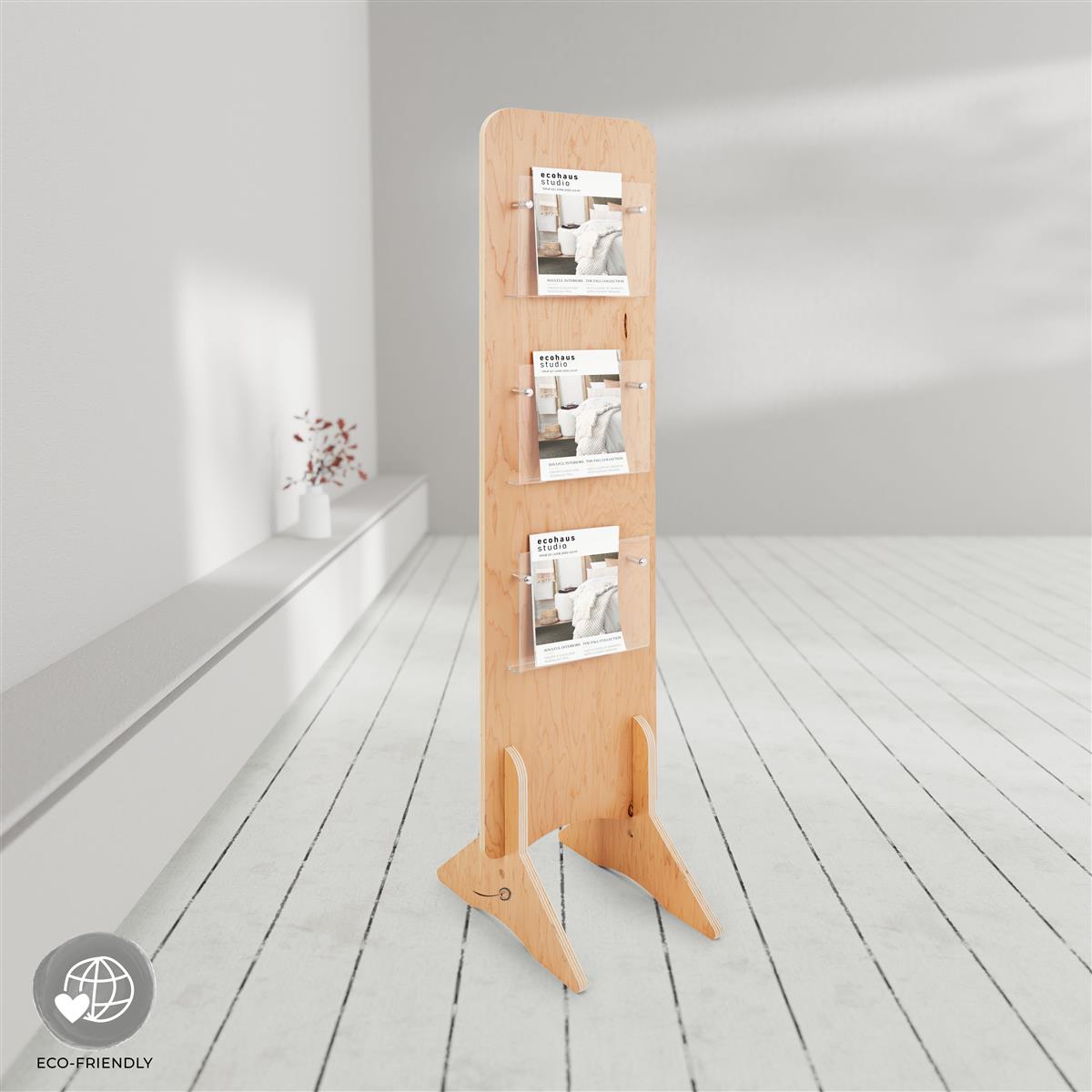 Knockdown Wood Literature Stand | Double-Sided Design