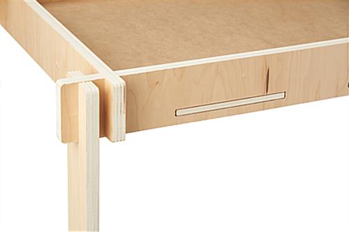 Wooden retail dump table with Japanese joints