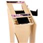 Wooden iPad kiosk with graphics with sliding faceplate in portrait orientation