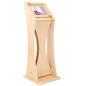 Wooden iPad kiosk with graphics and custom artwork