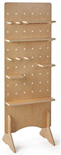 Modern pegboard shelving with eco-friendly natural wood laminate