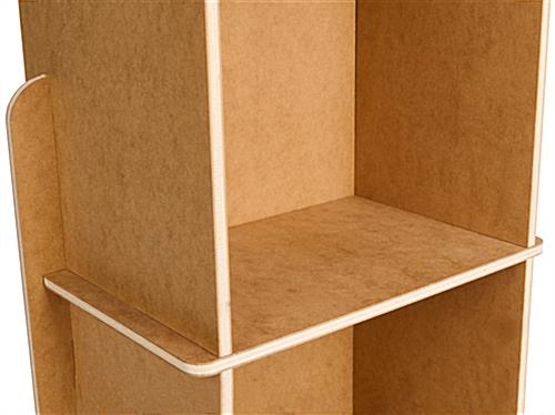 Collapsible podium with custom graphics features two shelves 