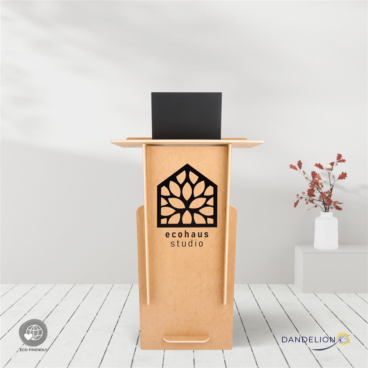 Collapsible podium with custom graphics with knockdown design
