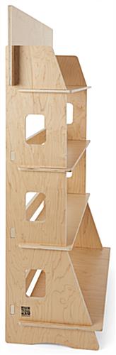 Wooden knockdown shelf merchandiser with floor standing placement 