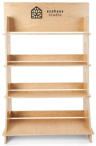 Custom-printed wooden shelf stand with 15 inch shelf clearance 