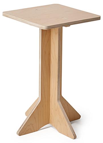 Collapsible wooden retail pedestal with eco-friendly poplar wood construction 
