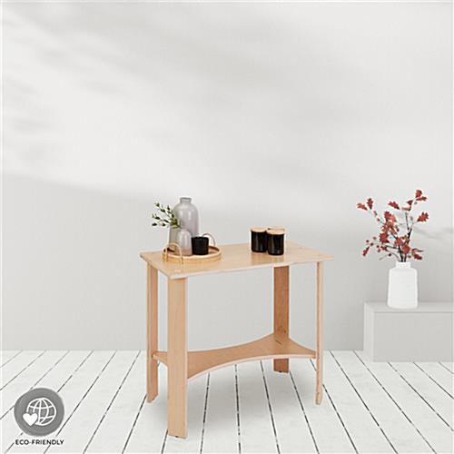 Wooden knockdown display table with eco friendly poplar wood build 