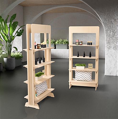 Wood freestanding shelving unit with material thickness of .70 inches