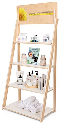 Wooden Ladder Shelves with Graphic Customization 