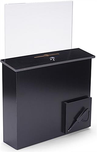 Black Donation Box with Sign Holder and Comment Card Pocket