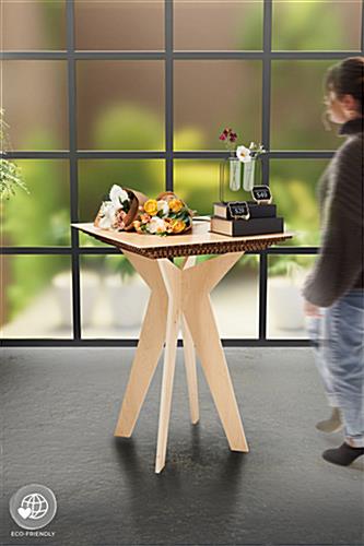 Boutique display table with 20 inch table base depth 