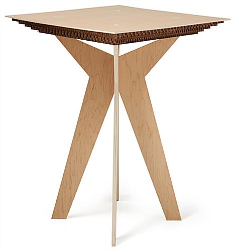Boutique display table with corrugated cardboard tabletop