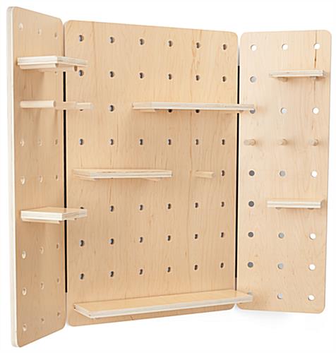 Wall mount swinging pegboard with an overall width of 47 inches