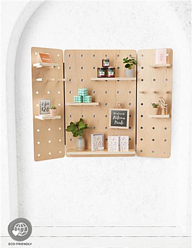 Wall mount swinging pegboard with lightweight wood construction
