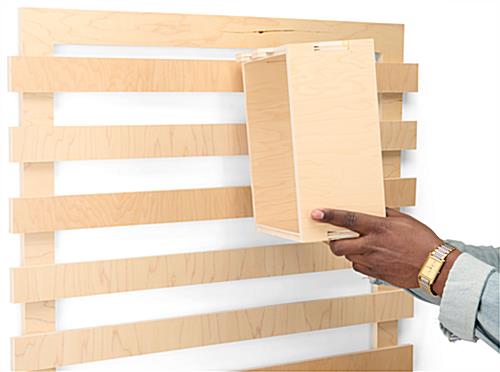 Box shelves for DBWMSL slatwall panels with FSC certified UV plywood