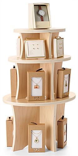 Wood display risers with stackable design