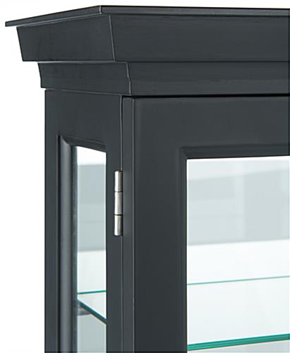 Wood curio cabinet with a black finish