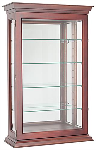 Wood curio cabinet with mirrored panels 