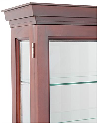 Wood curio cabinet with tired top