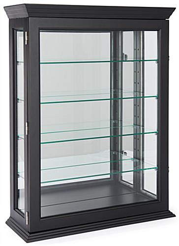 Wall mounted curio cabinet with four shelves