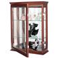 Wall mounted curio cabinet with locking hinges 