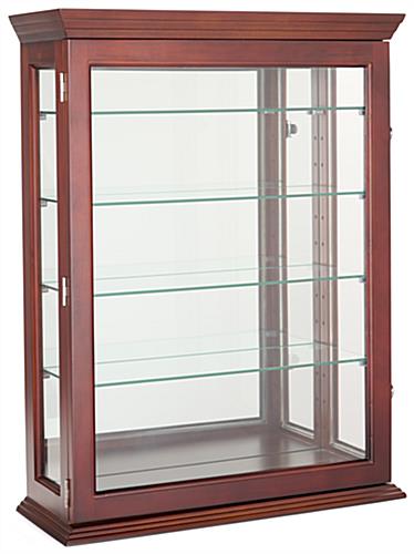 Wall mounted curio cabinet with rear mirrored panel
