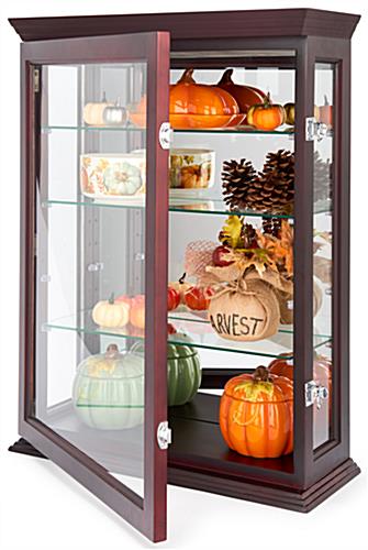 Wall mounted curio cabinet with countertop placement