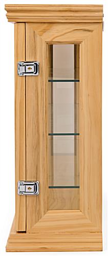 Oak mirror back countertop curio cabinet with tabletop placement