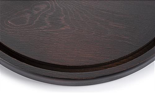 Glass dome wood bases have recessed groove