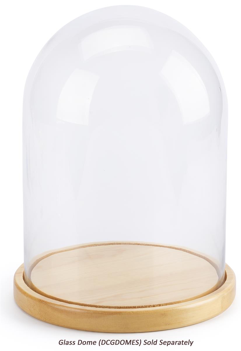 Glass Dome Wood Bases | Natural or Dark Brown Finish