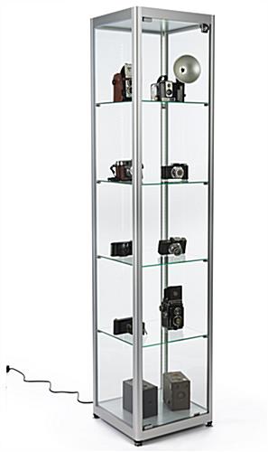 modern styled glass display tower