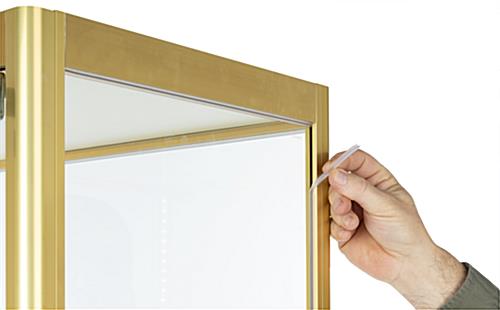 full glass narrow display cabinet with rattle-resisting edge strip