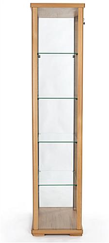 Glass Curio Cabinet Display Natural Hornbeam Wood 235w