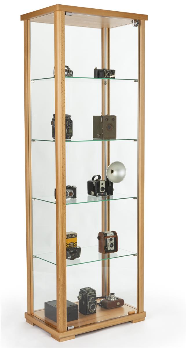 Glass Curio Cabinet Display Natural, Glass Display Cabinet With Lights And Lock