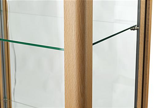 tall glass display cabinet with hornbeam wood corners