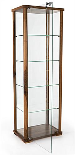full glass narrow display case with four shelves
