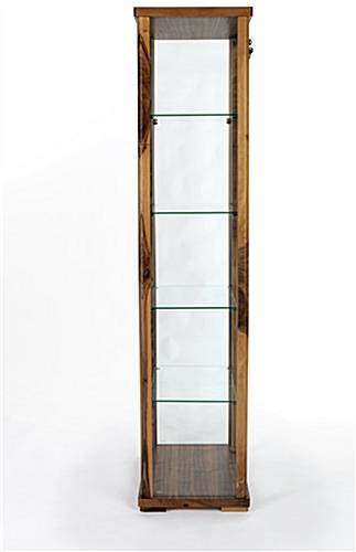 full glass narrow display case with clear sides