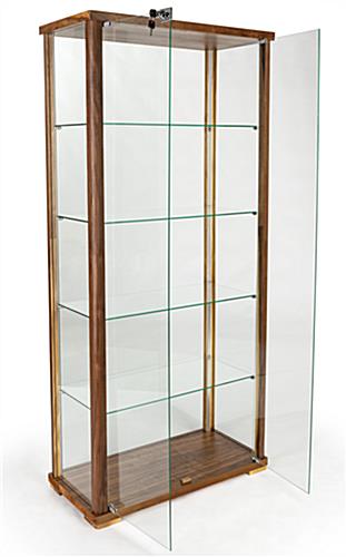 4-shelf glass curio cabinet with two doors