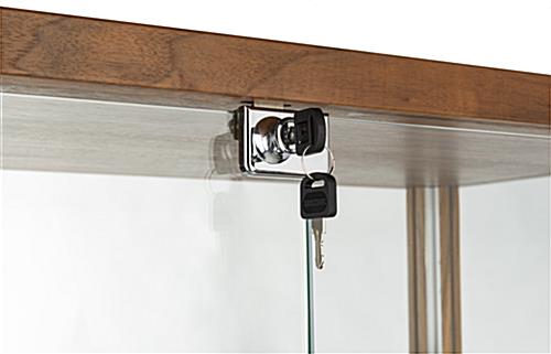 4-shelf glass curio cabinet with lockable keyed doors