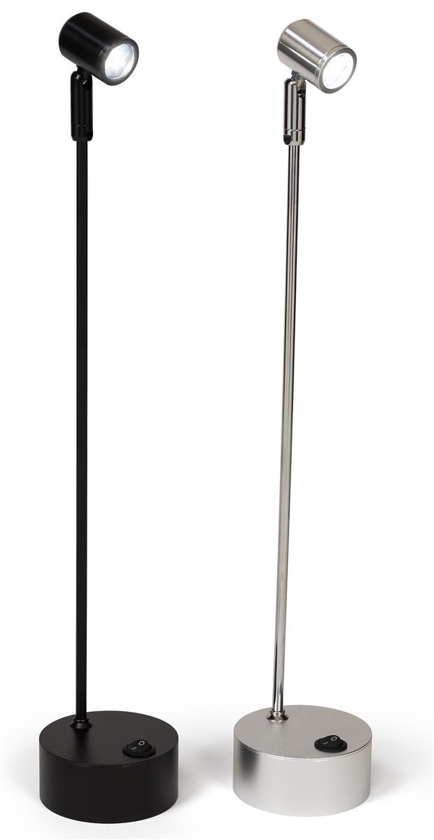 Display Case Spotlights 4 Sizes, Set of Two in Black or Silver