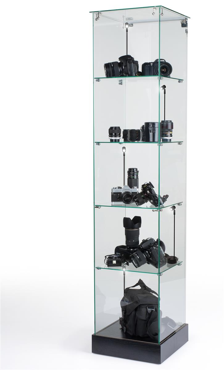 Display Case Spotlights 4 Sizes, Set of Two in Black or Silver