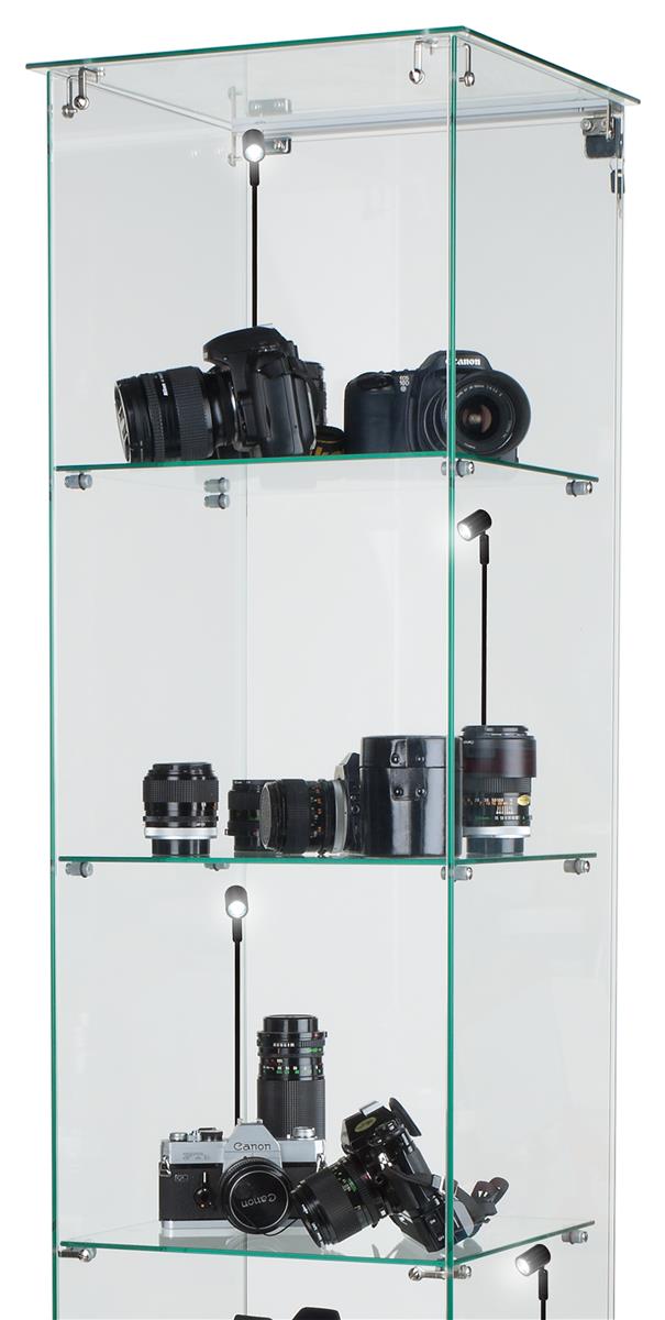 Display Case Spotlights 4 Sizes, Set of Two in Black or Silver